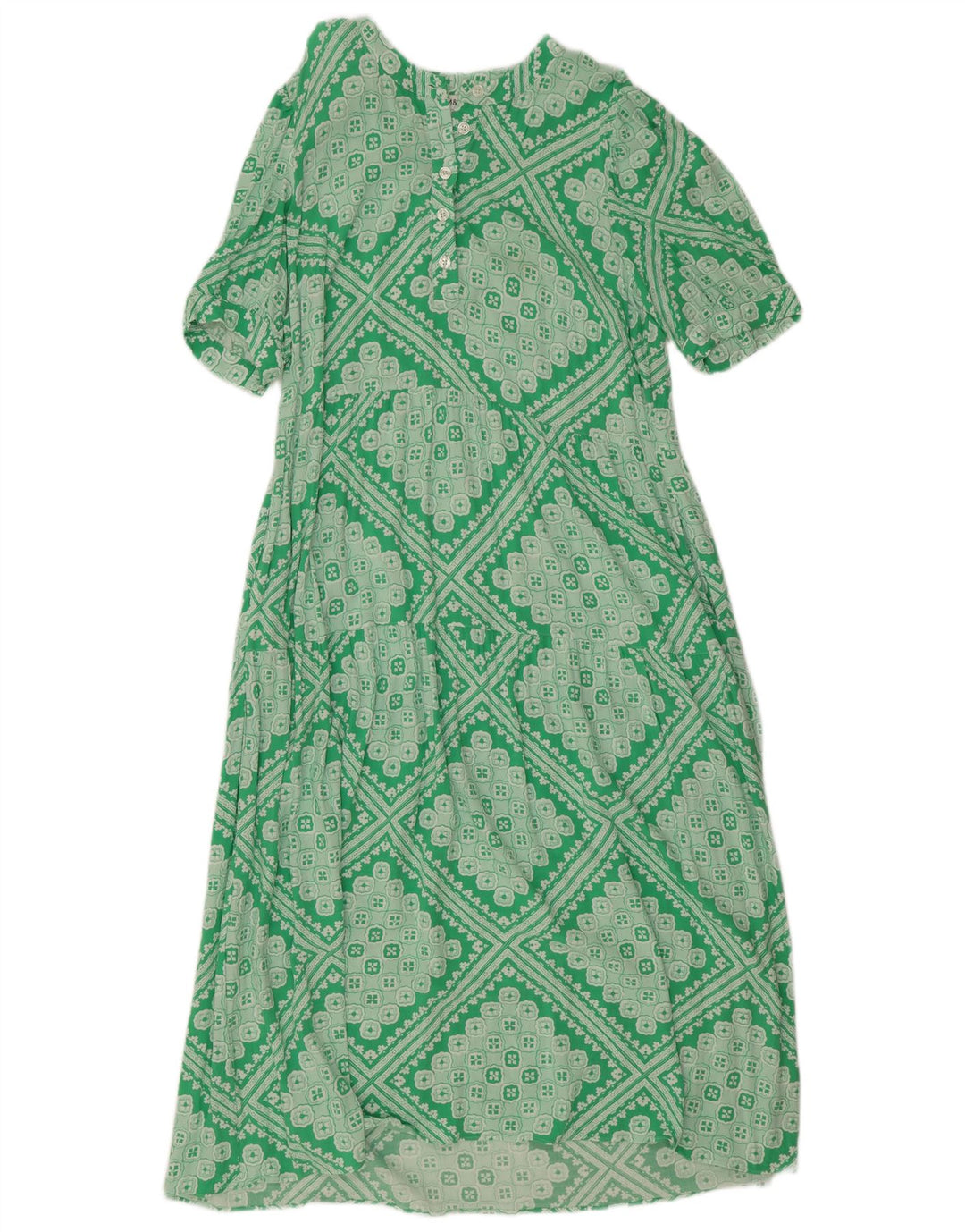 Abito a trapezio regolare da donna Marks & Spencer UK 12 Verde medio geometrico