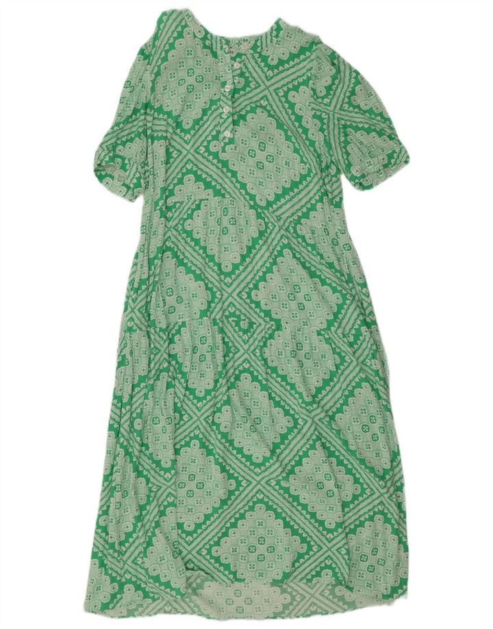 Abito a trapezio regolare da donna Marks & Spencer UK 12 Verde medio geometrico