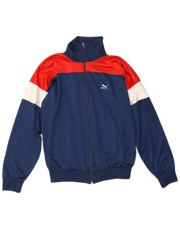 Giacca da tuta da uomo Puma Medium in poliestere color block blu navy