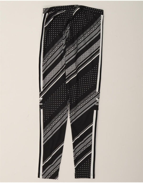 Leggings grafici da donna Adidas UK 12 poliestere a righe nere medie