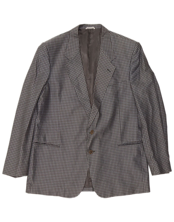Giacca blazer da uomo a 2 bottoni CAESAR IT 56 XL in cotone a quadretti grigio