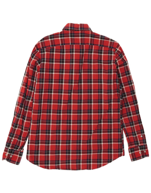 Massimo Dutti Camicia da uomo in flanella dal taglio casual, grande motivo a quadri rossi