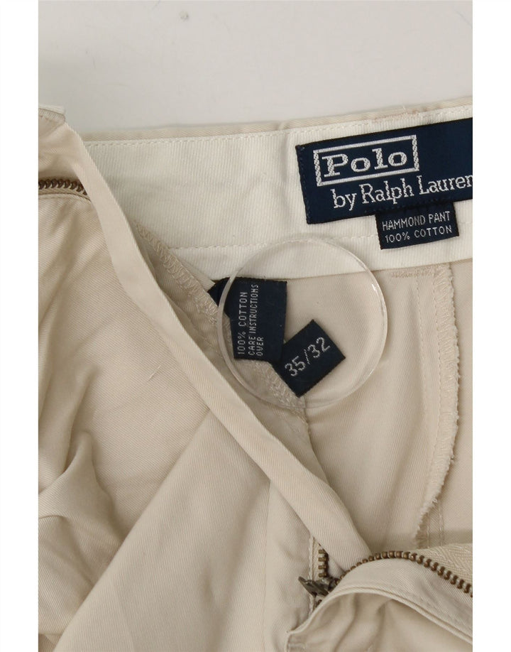 POLO RALPH LAUREN Pantaloni chino da uomo con pegged W35 L32 cotone bianco sporco
