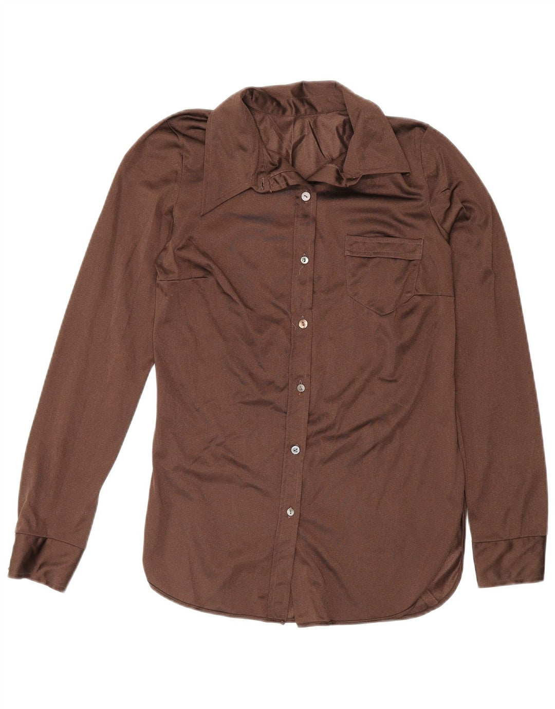Camicetta camicia vintage da donna UK 10 piccola marrone