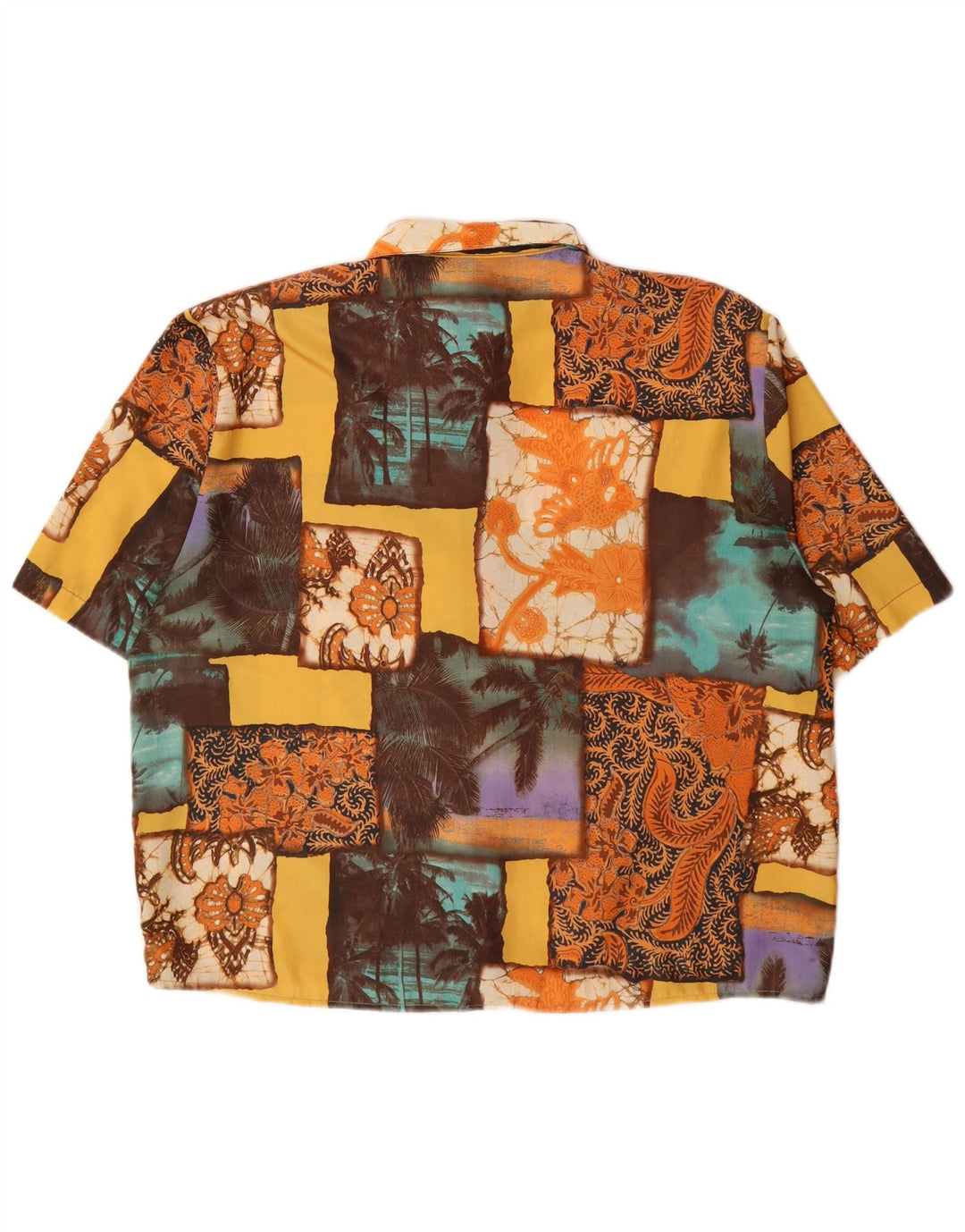 Camicetta camicia vintage da donna UK 16 grande patchwork multicolore
