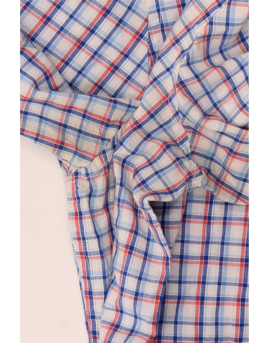 Chaps Camicia a maniche corte da uomo in cotone a quadri blu grandi