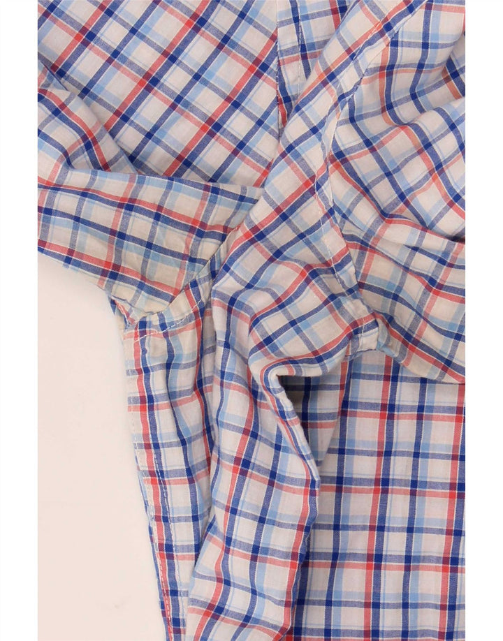 Chaps Camicia a maniche corte da uomo in cotone a quadri blu grandi
