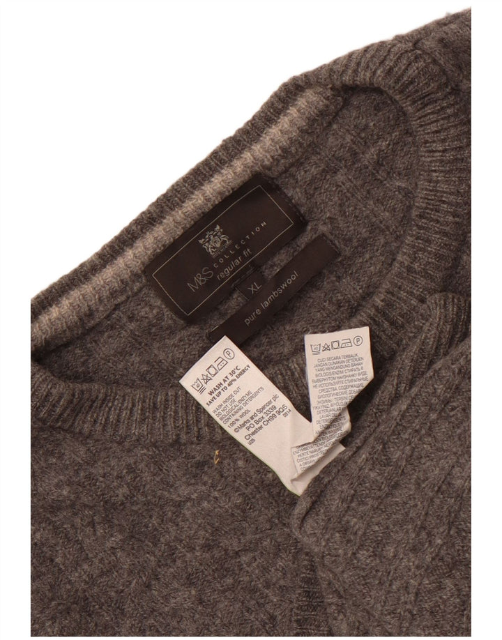 Maglione maglione girocollo da uomo Marks & Spencer XL in lana d'agnello grigia