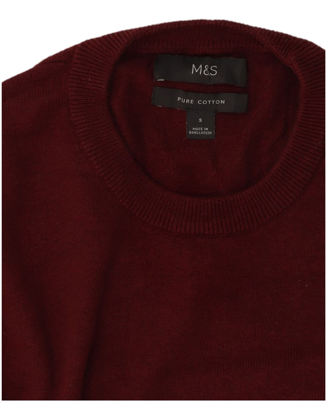 MARKS & SPENCER Maglione girocollo da uomo piccolo in cotone bordeaux