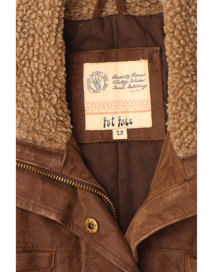 Giacca in pelle da donna dal taglio vintage Fat Face UK 12 Marrone medio