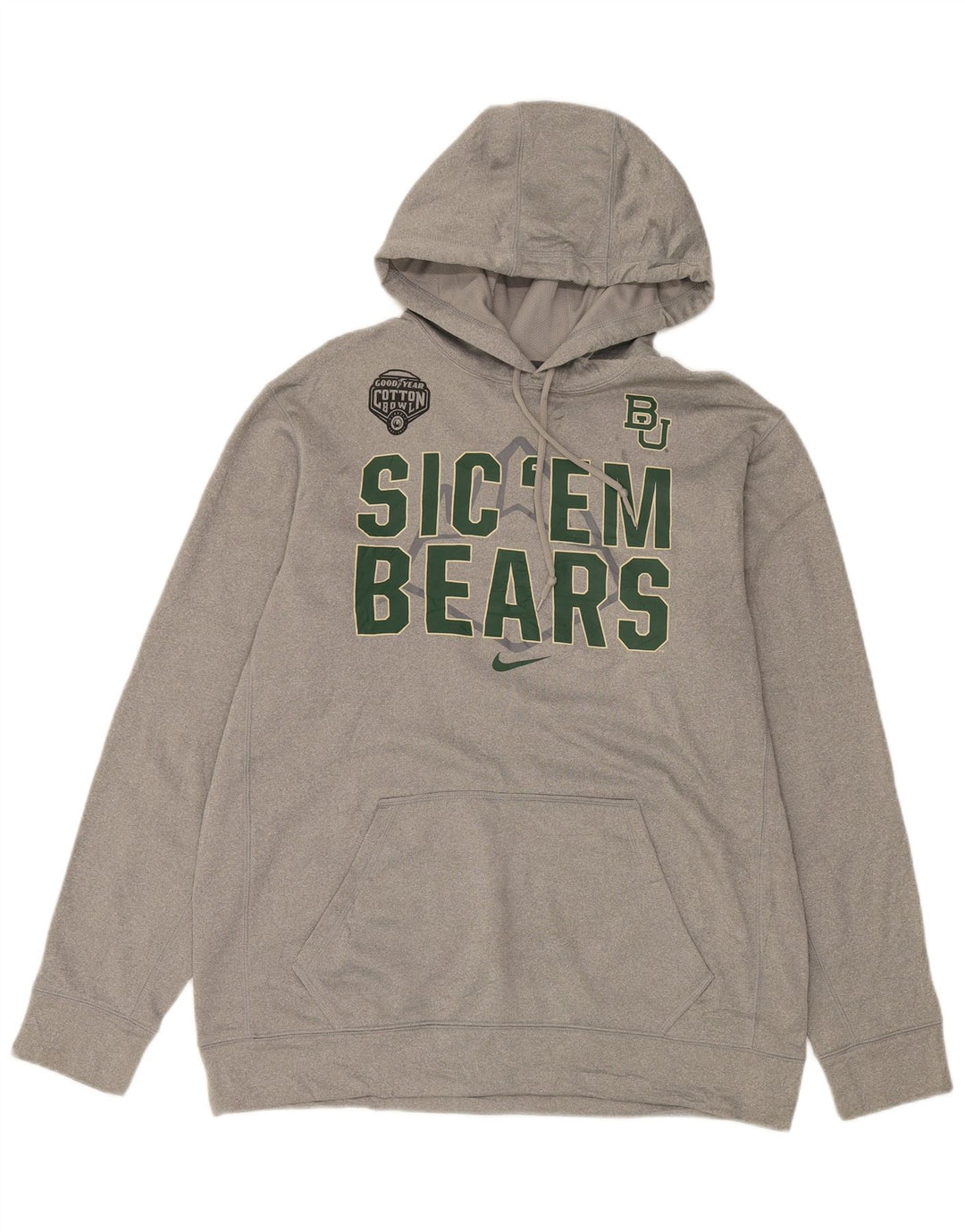 Felpa con cappuccio grafica Nike Baylor Bears da uomo, grande, in poliestere grigio