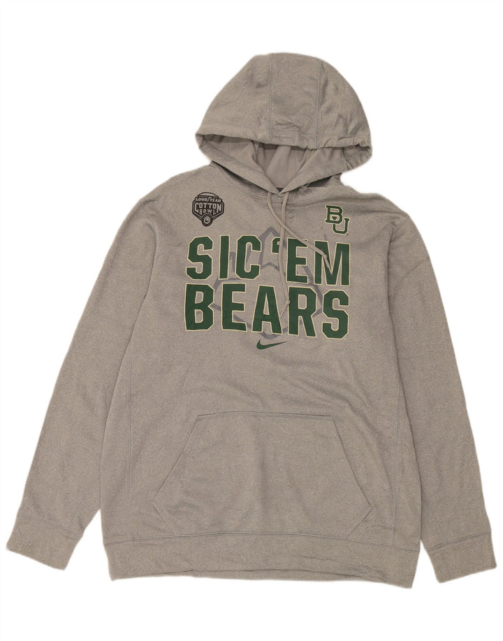 Felpa con cappuccio grafica Nike Baylor Bears da uomo, grande, in poliestere grigio