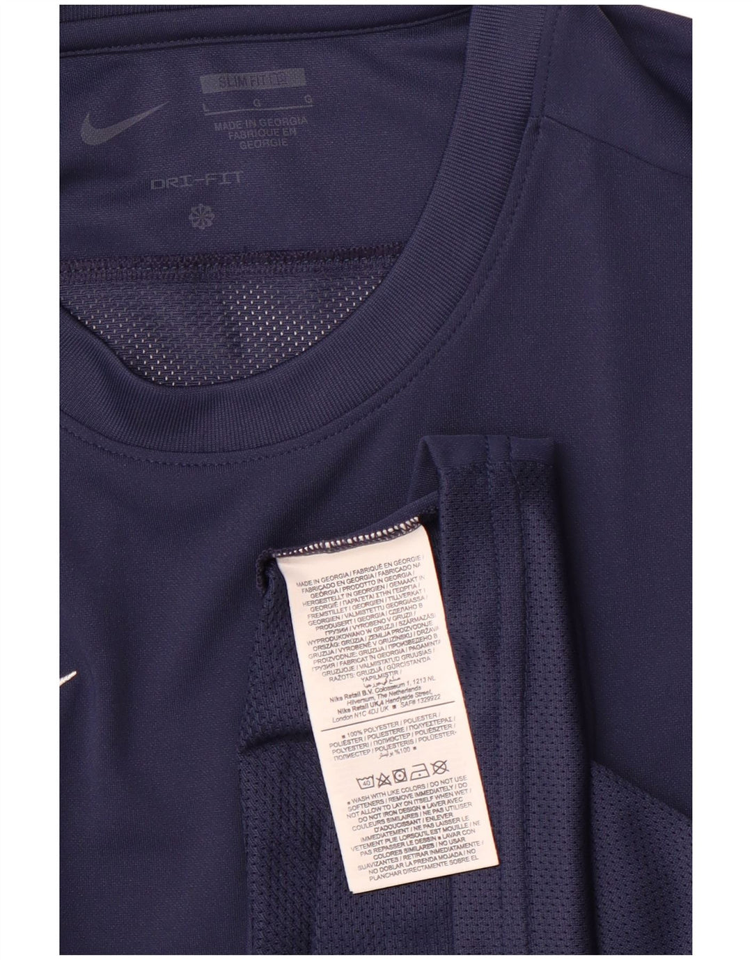 NIKE Top da uomo Dri Fit slim fit a maniche lunghe grande in poliestere blu navy