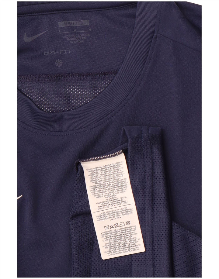 NIKE Top da uomo Dri Fit slim fit a maniche lunghe grande in poliestere blu navy