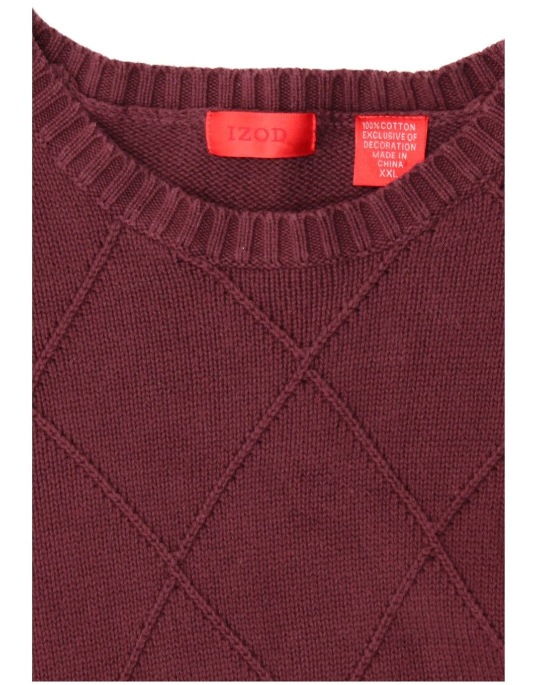 Maglione maglione girocollo da uomo IZOD 2XL cotone bordeaux