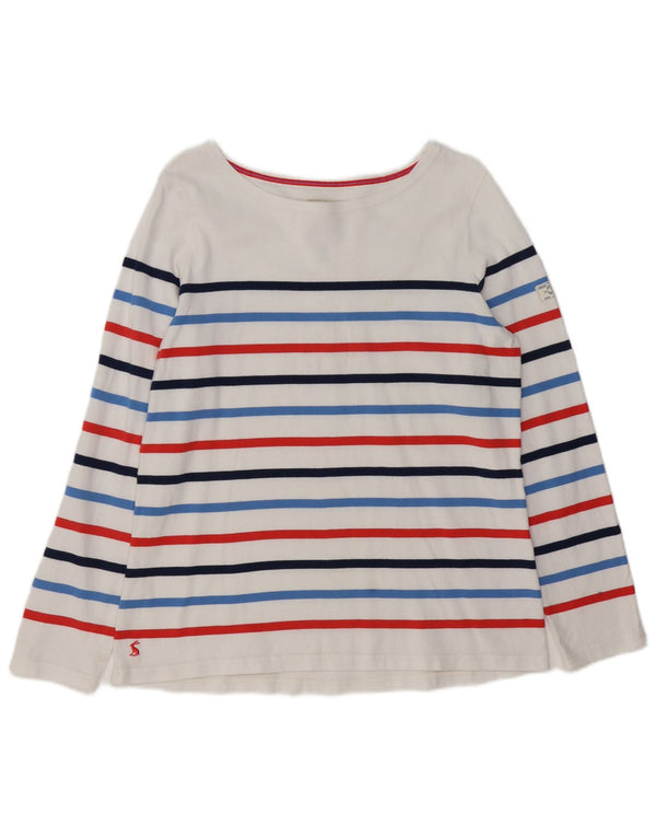 JOULES Womens Top Long Sleeve UK 14 Large White Striped Cotton