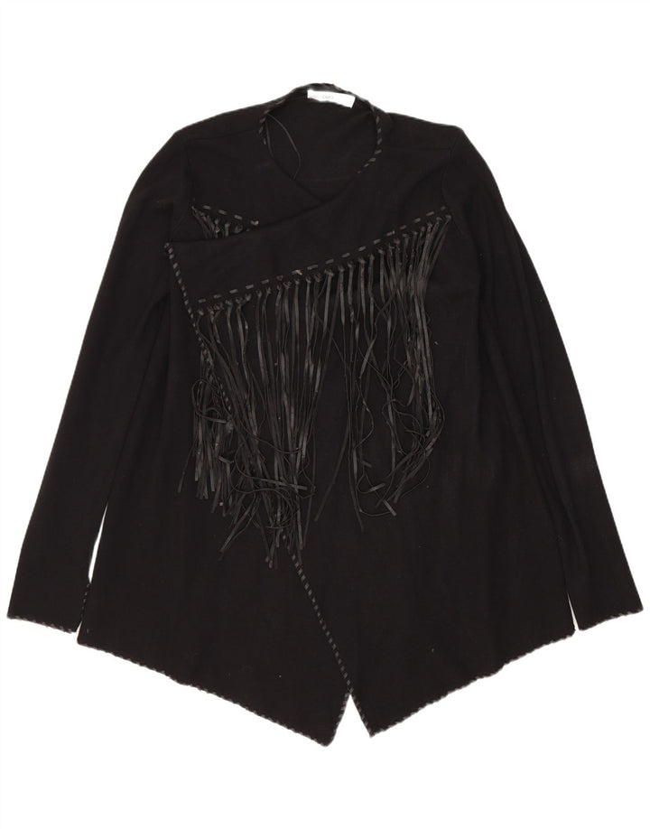Maglione cardigan aperto asimmetrico da donna Zara UK 12 poliestere nero medio