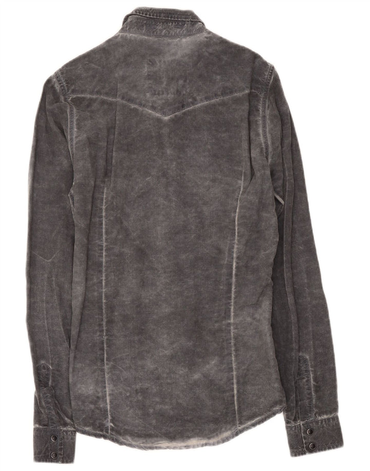 Camicia Roy Rogers da uomo lavaggio acido grande Lyocell grigio