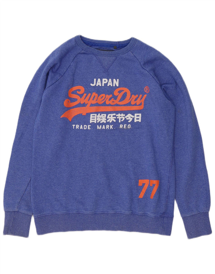 Felpa grafica da uomo Superdry Maglione grande cotone blu