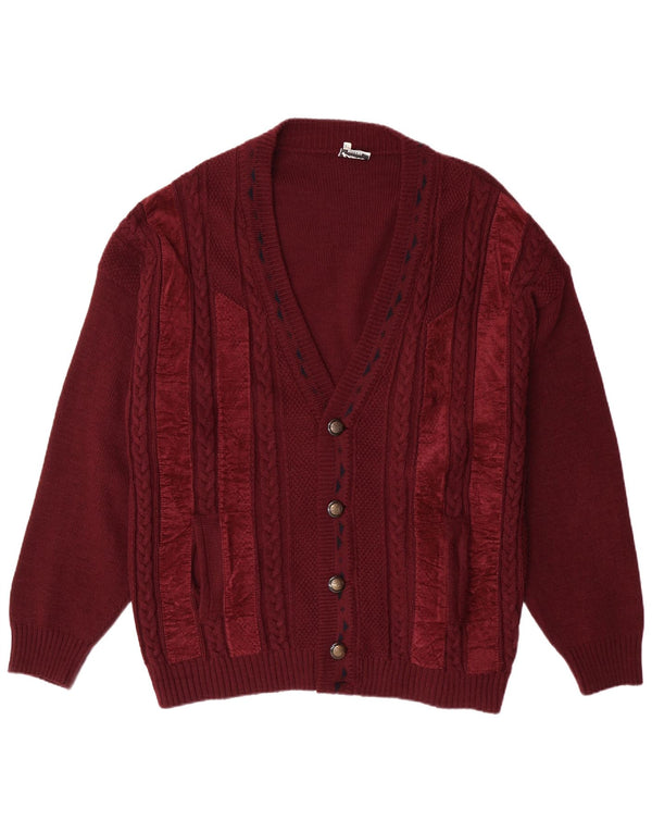 PIMET MAGLIERA Maglione cardigan da uomo XL Lana bordeaux