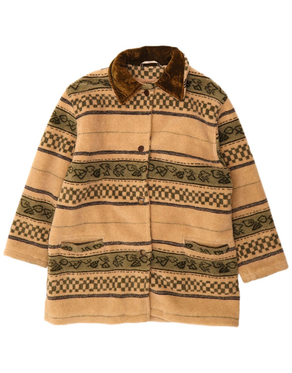 Soprabito oversize in pile vintage da donna EU 40 a righe beige medio