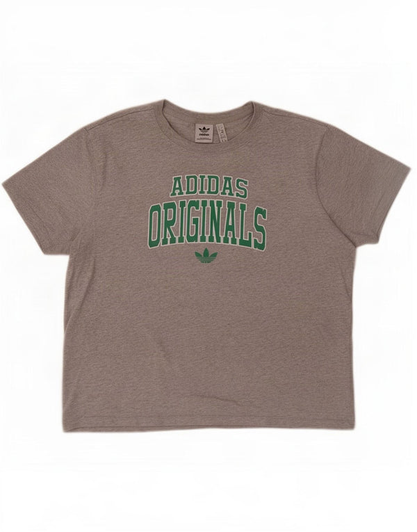T-shirt grafica oversize da donna Adidas UK 12/14 Cotone grigio medio
