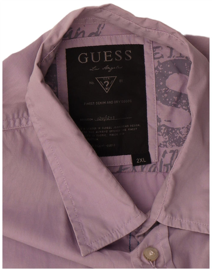 Camicia da uomo Guess 2XL Viola in cotone