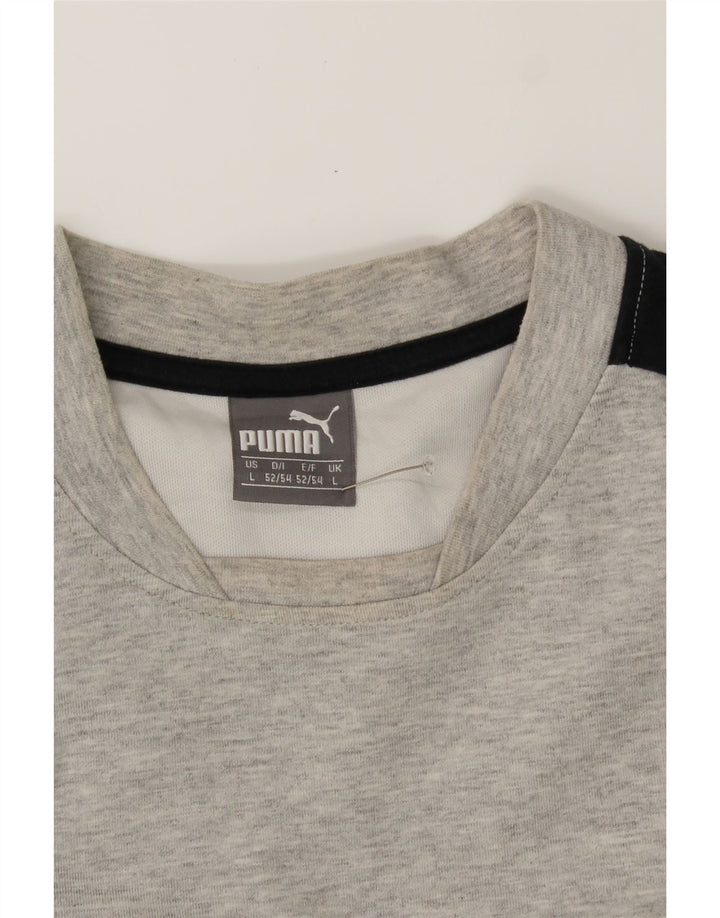 PUMA Mens Sweatshirt Jumper Large Grey Colourblock Polyester Vintage Puma and Second-Hand Puma from Messina Hembry 