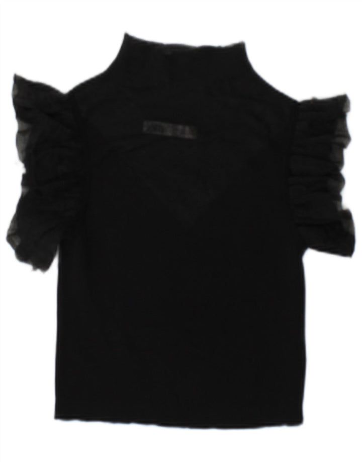Top Zara da donna con camicetta trasparente UK 10 piccola in viscosa nera