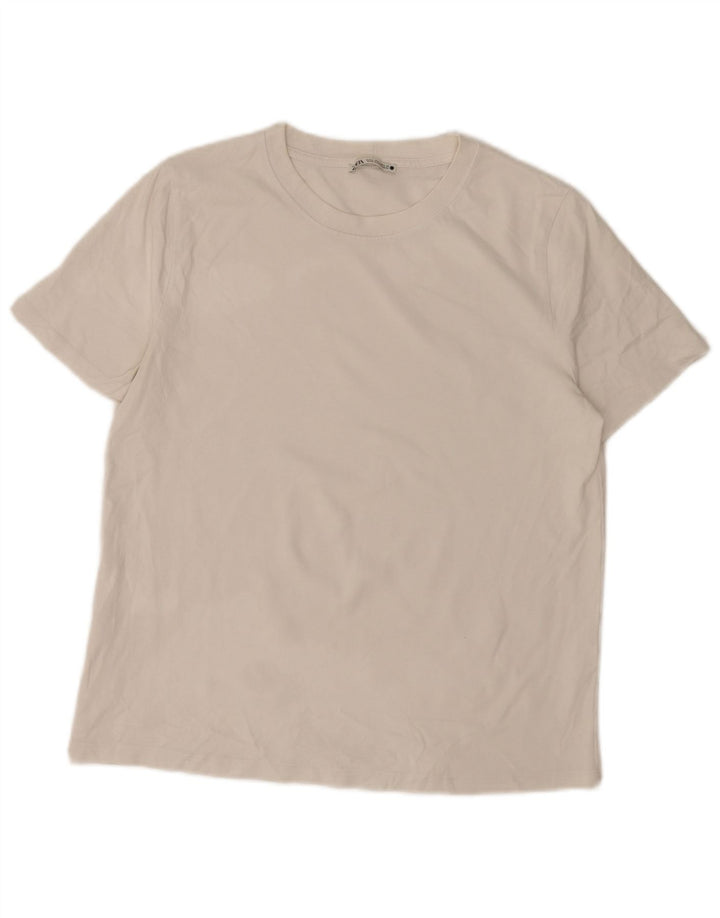 T-shirt da donna Zara Top UK 16 grande in cotone bianco