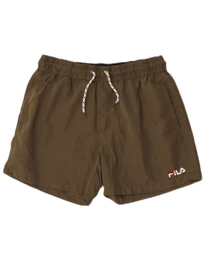 Pantaloncini da bagno da uomo Fila medio poliestere kaki