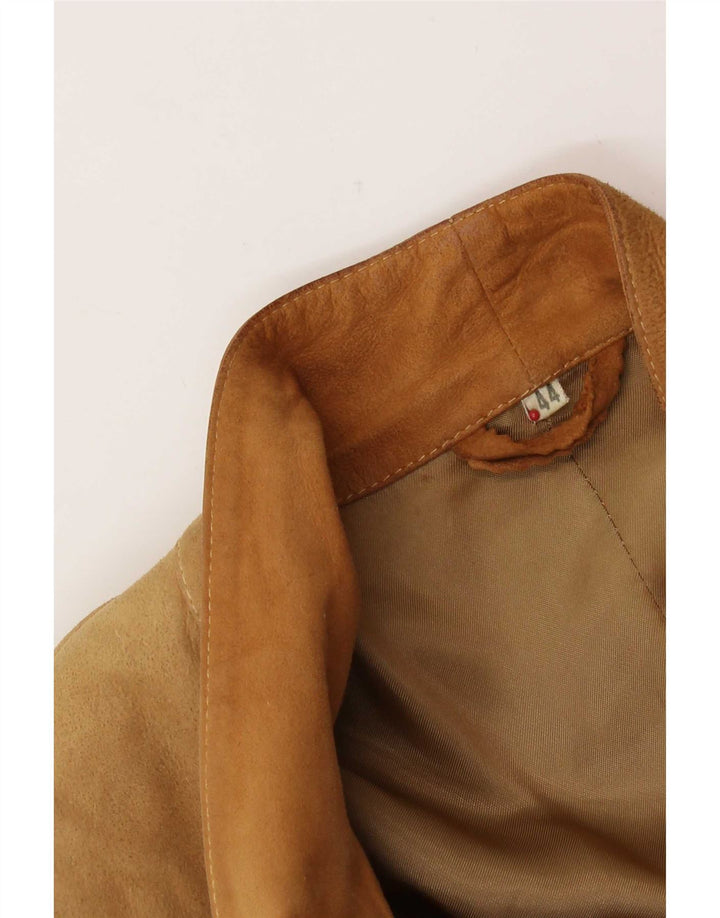 Giacca vintage da donna in pelle scamosciata IT 44 Beige medio
