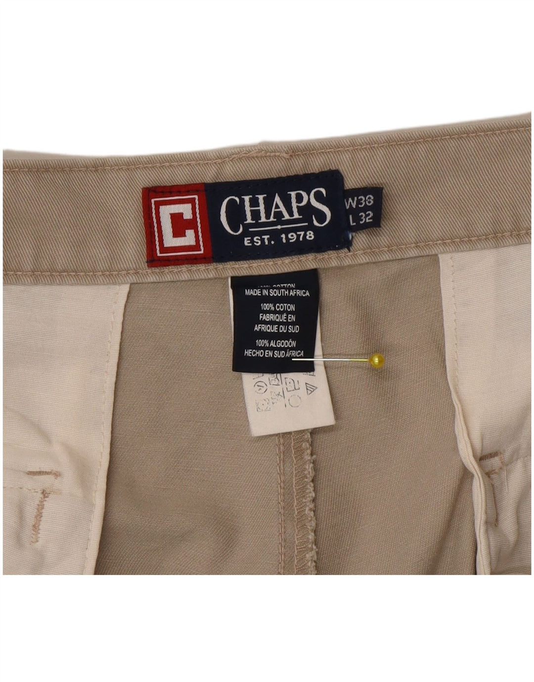 Pantaloni cargo dritti da uomo Chaps W38 L32 in cotone grigio
