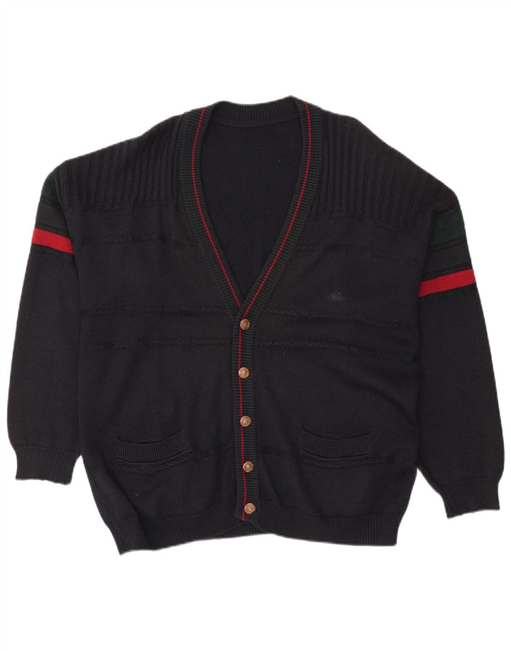 Maglione cardigan da uomo vintage XL color block nero