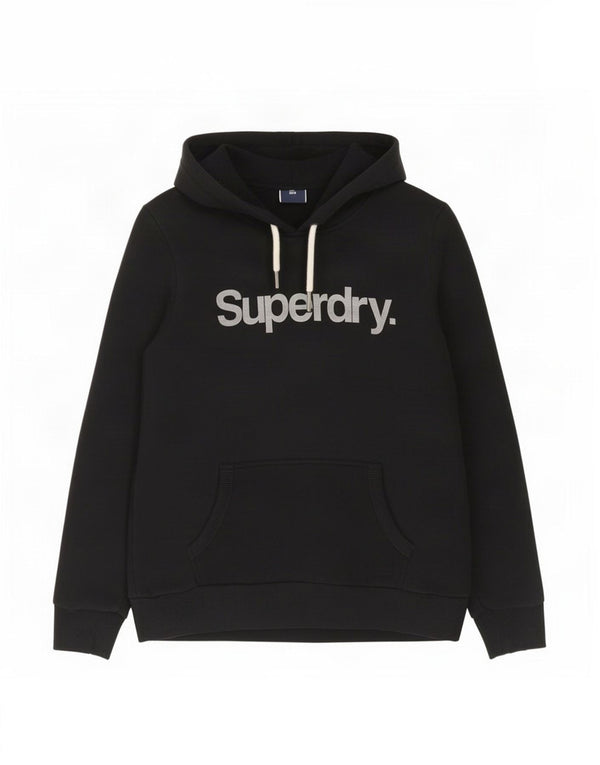 Maglione con cappuccio grafico da donna Superdry UK 10 piccolo cotone nero