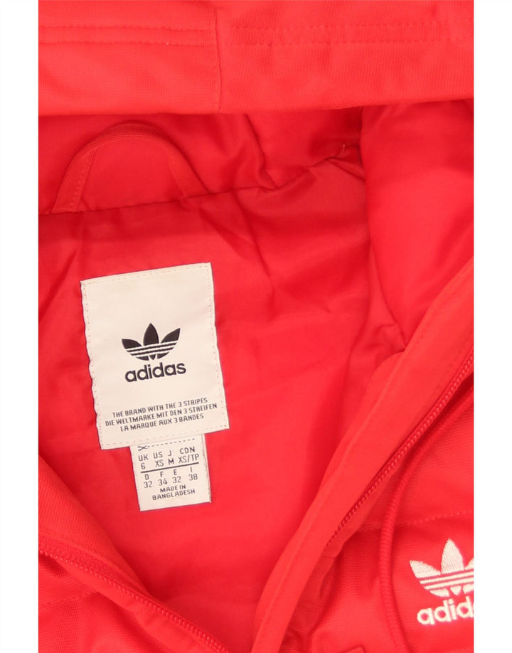 Giacca imbottita con cappuccio da donna Adidas UK 6 XS rosso poliestere