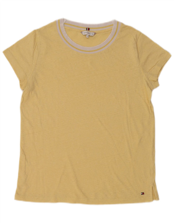 TOMMY HILFIGER Womens T-Shirt Top UK 10 Small Yellow