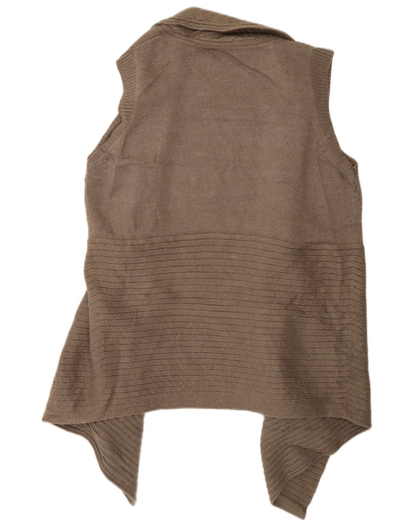 Maglione cardigan aperto senza maniche da donna Marks & Spencer UK 22 3XL Marrone