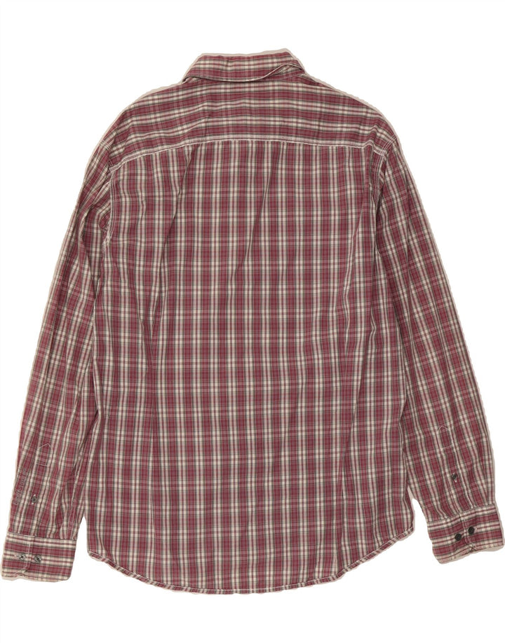 ESPRIT Mens Shirt Large Burgundy Plaid Cotton Vintage Esprit and Second-Hand Esprit from Messina Hembry 