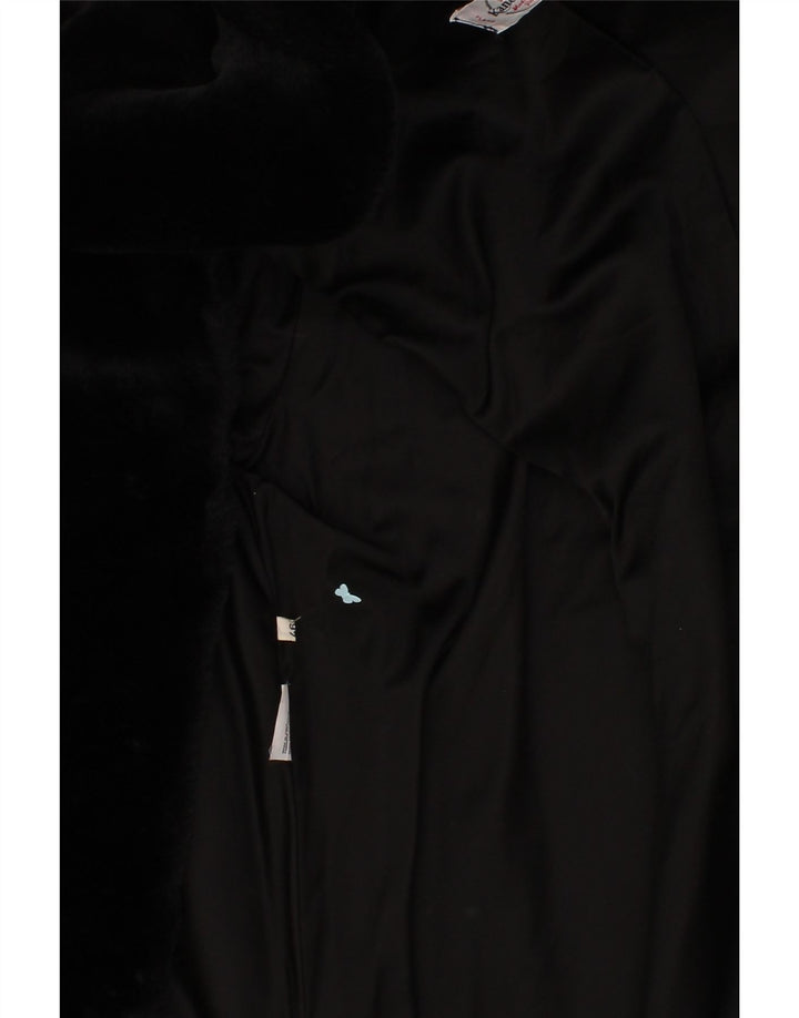 VINTAGE Womens Faux Fur Overcoat IT 46 Large Black Modacryl Vintage Vintage and Second-Hand Vintage from Messina Hembry 