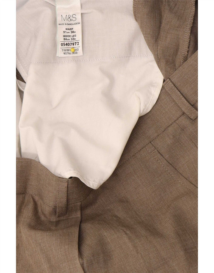 Pantaloni da abito con pegging da uomo Marks & Spencer W36 L33 Poliestere beige