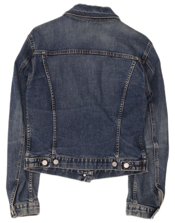 Giacca in denim corto da donna Benetton UK 12 cotone blu medio