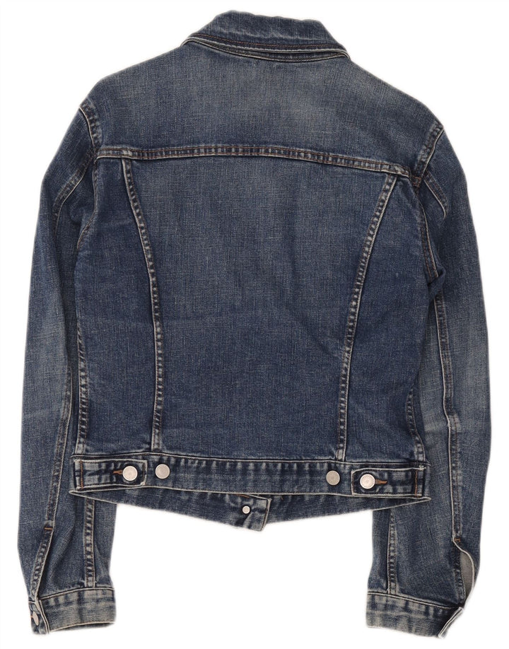 Giacca in denim corto da donna Benetton UK 12 cotone blu medio