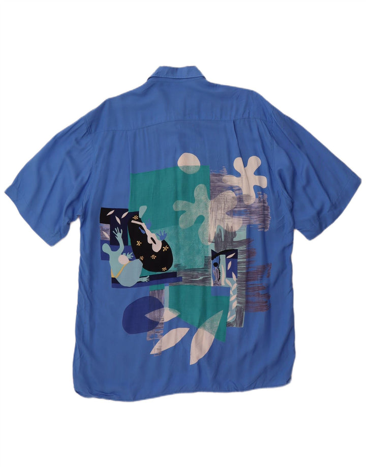 Studio Coletti Camicia grafica da uomo a maniche corte taglia 15 39/40 Blu medio