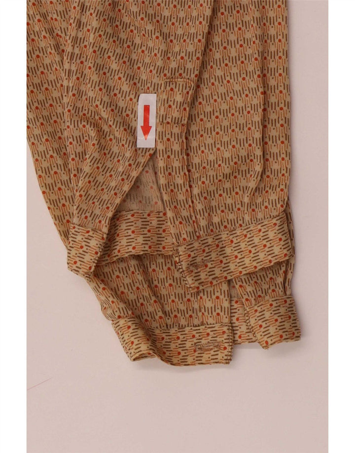 Gran Sasso Womens Shirt Blouse UK 14 Medium Beige Spotted Polyamide