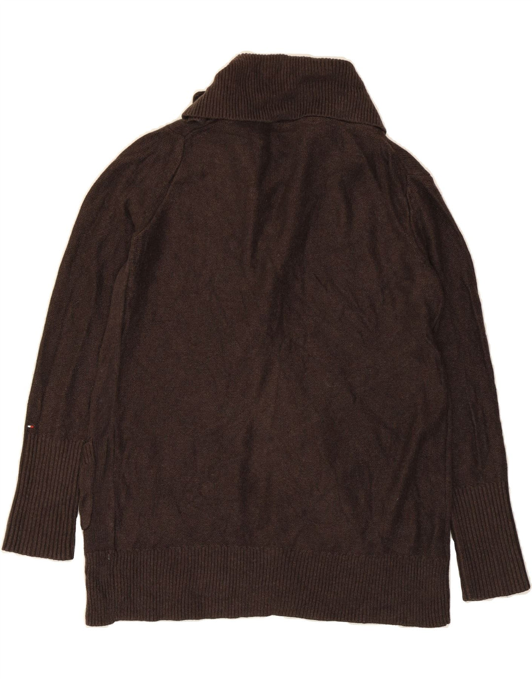 TOMMY HILFIGER Womens Open Cardigan Sweater UK 14 Medium Brown Cotton Vintage Tommy Hilfiger and Second-Hand Tommy Hilfiger from Messina Hembry 