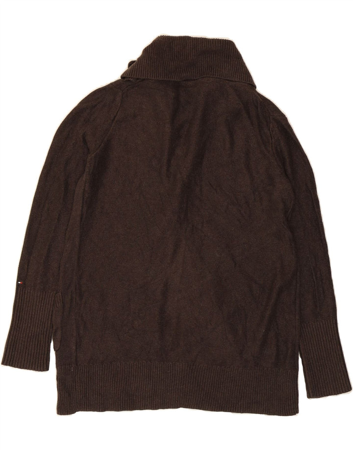 TOMMY HILFIGER Womens Open Cardigan Sweater UK 14 Medium Brown Cotton Vintage Tommy Hilfiger and Second-Hand Tommy Hilfiger from Messina Hembry 