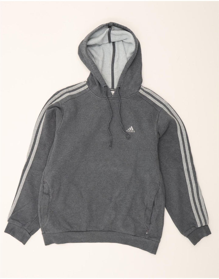 ADIDAS Mens Hoodie Jumper Small Grey Cotton