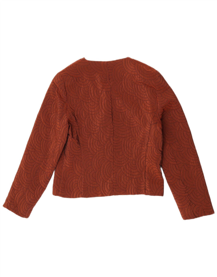 Giacca blazer vintage da donna a 3 bottoni UK 14 Acetato geometrico marrone medio