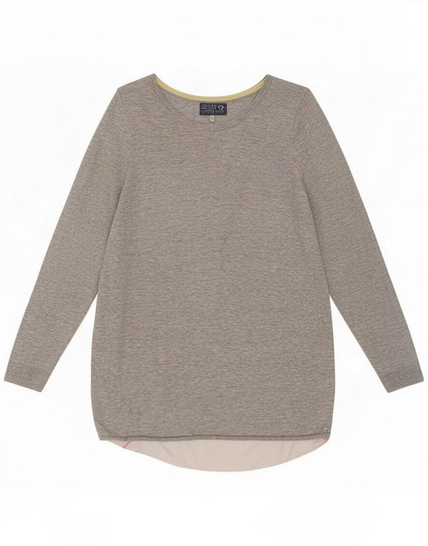 Joules Top da donna a maniche lunghe UK 12 Lana floreale grigio medio